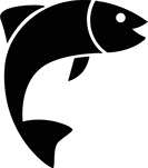 gelb-schwarzer Icon für Fisch