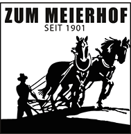 Logo "Zum Meierhof" seit 1901 (Pferde mit Pflug)